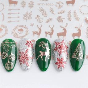 img 2 attached to 🎄 JMEOWIO Christmas Nail Art Stickers: Rose Gold 3D Snowflake Elk Decals for DIY Christams Nail Decoration - 9 Sheets