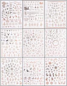 img 3 attached to 🎄 JMEOWIO Christmas Nail Art Stickers: Rose Gold 3D Snowflake Elk Decals for DIY Christams Nail Decoration - 9 Sheets