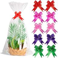 🎁 20 count 18 x 32 inch clear cellophane gift bags with pull bows - ideal for wrapping baskets or cello wrap basket bags logo
