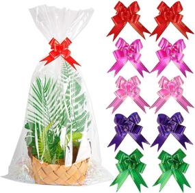 img 4 attached to 🎁 20 Count 18 x 32 inch Clear Cellophane Gift Bags with Pull Bows - Ideal for Wrapping Baskets or Cello Wrap Basket Bags