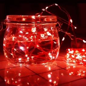 img 2 attached to 100LED Red String Lights Christmas, 2 Pack with Remote - Waterproof Twinkle Fairy Lights for Home, Bedroom, Garden, Patio - Battery Operated Outdoor Decor