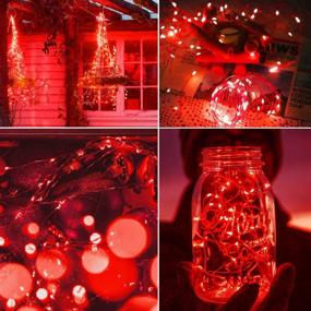 img 3 attached to 100LED Red String Lights Christmas, 2 Pack with Remote - Waterproof Twinkle Fairy Lights for Home, Bedroom, Garden, Patio - Battery Operated Outdoor Decor