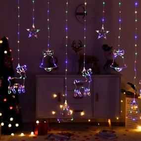 img 3 attached to 🌟 Icicle String Lights with Stars, Elk Bells and Remote Control - Fairy Curtain Lights for Bedroom, Patio, Wall, Christmas and Wedding Decor - Plug-in Curtain Lamp for Party, Indoor and Outdoor Use