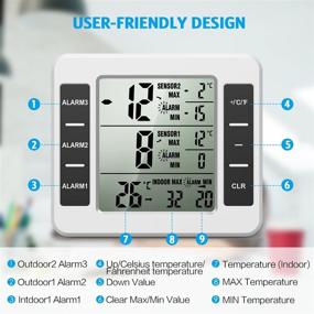 img 2 attached to 🌡️ AMIR Refrigerator Thermometer (New Version) - Wireless Indoor Outdoor Sensor Temperature Monitor with Audible Alarm