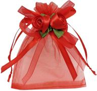 🌹 анкироль 50 шт. прозрачные органзовые мешочки для свадебных подарков - горячие красные мешочки-мешочки со шнурком логотип