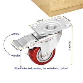 img 2 attached to 🔒 High Capacity 3 inch Heavy Duty Casters with Lockable Bearing and Brakes - Set of 4, Ideal for Furniture and Workbench (Includes Free Screws)