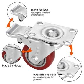 img 1 attached to 🔒 High Capacity 3 inch Heavy Duty Casters with Lockable Bearing and Brakes - Set of 4, Ideal for Furniture and Workbench (Includes Free Screws)