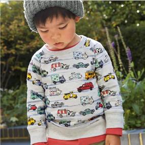 img 3 attached to 🦖 Dinosaur Toddler Boys 2-Piece Long Sleeve Sweatshirt Top and Pant Playwear Set