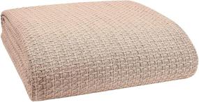 img 4 attached to 🛏️ Elvana Home Twin Size 100% Cotton Bed Blanket - Breathable Beige Thermal Blanket for Layering All Seasons