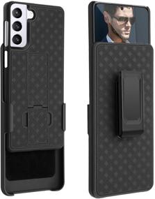 img 3 attached to 📱 Fingic Samsung Galaxy S21 Plus Case with Belt Clip Holster - Slim Combo Shell, Kickstand & Rugged Protective Cover for 6.7-inch Samsung Galaxy S21 Plus, Black