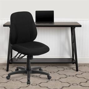 img 4 attached to Black Fabric Swivel Ergonomic Task Office Chair by Flash Furniture - Mid-Back Multifunctional