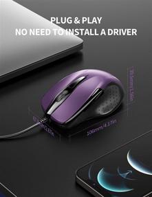 img 1 attached to TECKNET Wired Mouse with 6 Buttons - Ergonomic Design, Side Buttons, 1000/2000DPI Optical Sensor - Perfect for Chromebook, PC, Mac, and More (Purple)