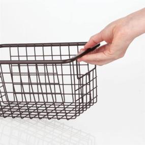 img 1 attached to mDesign Modern Farmhouse Deep Metal Wire Storage Organizer Bin Basket with Handles - 5.25" High, 4 Pack - Bronze, Ideal for Kitchen Cabinets, Pantry, Closets, Bedrooms, Bathrooms, Laundry Rooms, Garages