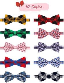 img 3 attached to 🐾 Stylish BWOGUE Plaid Dog Bow Ties: 10pc Set, Adjustable Pet Bowties for Dogs Cats - Grooming Accessories