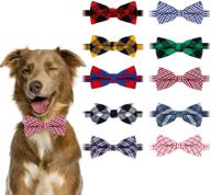 🐾 stylish bwogue plaid dog bow ties: 10pc set, adjustable pet bowties for dogs cats - grooming accessories logo