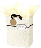 🎁 сумка для подарка hallmark 13" с тканевой бумагой - мистер и миссис, черно-золотой на кремовом дизайне для свадебных мероприятий, девичников, помолвок и не только логотип