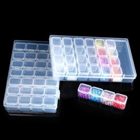 img 4 attached to Sheefly 2-Pack 28 Grids Diamond Painting Storage Case with Dividers, Rhinestone Accessories Organizer Box for DIY Craft, Diamond Embroidery Stones, Tweezers, Label Sticks