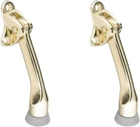 img 1 attached to Premium Litepak Kickdown Door Stop Holder - 2 Pack, 4'' - Polished Brass Plated Flip Doorstop