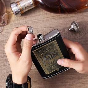 img 1 attached to 🍾 KWANITHINK Leakproof Stainless Steel Flask for Liquor and Funnel, 8 oz Hip Flask with Black Leather Cover - Ideal for Discreet Shot Drinking of Alcohol, Whiskey, Rum, Vodka - Perfect Gift for Men and Groomsmen