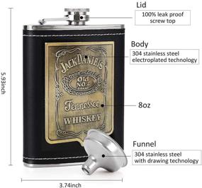 img 3 attached to 🍾 KWANITHINK Leakproof Stainless Steel Flask for Liquor and Funnel, 8 oz Hip Flask with Black Leather Cover - Ideal for Discreet Shot Drinking of Alcohol, Whiskey, Rum, Vodka - Perfect Gift for Men and Groomsmen