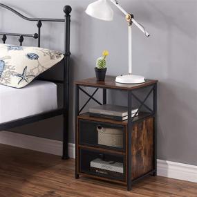 img 3 attached to 📦 VECELO Brown Night Stand with Storage Space and Door – Modern End Side Table for Living Room and Bedroom