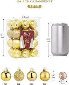 img 3 attached to 🎄 Aitsite 24ct Christmas Tree Ornaments Set: Mini Shatterproof Gold Balls for Festive Decor