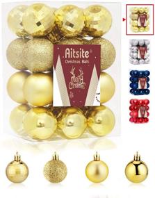 img 4 attached to 🎄 Aitsite 24ct Christmas Tree Ornaments Set: Mini Shatterproof Gold Balls for Festive Decor