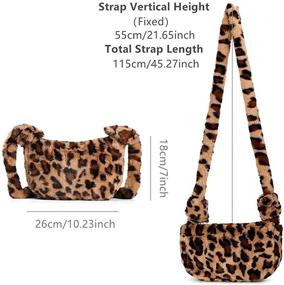 img 1 attached to 🐆 Leopard Print Clutch Handbag for Women: Cozy Faux Fur Tote Bag, Soft & Warm Shoulder Crossbody Purse