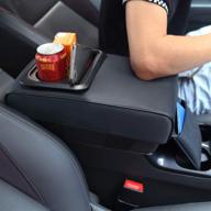 🚗 supin car armrest cover cushion with cup holder - universal extender, adjustable and comfortable memory foam material for car seat armrests - black logo