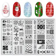 🎅 christmas nail art stamping plates: diy stainless steel templates with snowflakes, snowman, christmas tree, and santa designs- 4 pieces kit logo