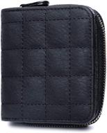 👛 women's small quilted credit card wallet: compact bifold with zipper pocket - mini holder for cards logo