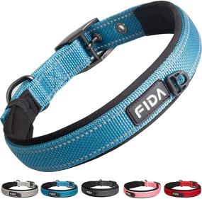 img 4 attached to Тяжелый ошейник для собак Fida - полагающаяся на комфорт нейлоновая подкладка с неопреном, регулируемый ошейник для животных из отражающего нейлона - прочная металлическая пряжка для собак малых, средних, крупных и очень крупных пород.