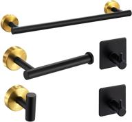 🛁 stylish and durable bansa rose bathroom hardware set - 5 piece set in matte black-gold finish logo