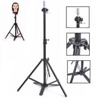 💇 professional wig stand tripod: foot pedal adjustable hair mannequin head stand for wig making & hair styling - metal fixing base included (sjjn) logo