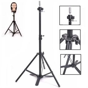 img 4 attached to 💇 Professional Wig Stand Tripod: Foot Pedal Adjustable Hair Mannequin Head Stand for Wig Making & Hair Styling - Metal Fixing Base Included (SJJN)