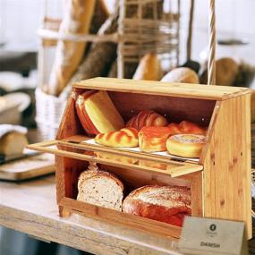 img 3 attached to 🍞 Vicllia Bamboo Bread Box: Spacious Double-Layered Countryside Style Bread Storage Bin, Perfect for Kitchen Countertops - Easy Self-Assembly