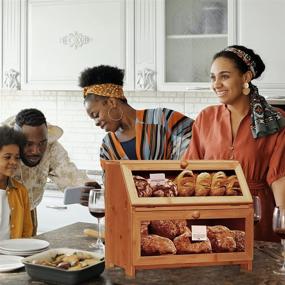 img 2 attached to 🍞 Vicllia Bamboo Bread Box: Spacious Double-Layered Countryside Style Bread Storage Bin, Perfect for Kitchen Countertops - Easy Self-Assembly