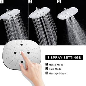 img 3 attached to 🚿 Faneborn Bathroom Shower Head, 9.5 Inch High Pressure Fixed Showerhead with 3 Modes, Adjustable Directional Ball Joint, Square Chrome Finish – Ideal Choice for Perfect Shower Experience