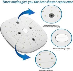 img 1 attached to 🚿 Faneborn Bathroom Shower Head, 9.5 Inch High Pressure Fixed Showerhead with 3 Modes, Adjustable Directional Ball Joint, Square Chrome Finish – Ideal Choice for Perfect Shower Experience