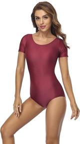 img 4 attached to 🩰 Speerise Women's Short Sleeve Dance Leotard - Stretchable Spandex for Optimal Performance