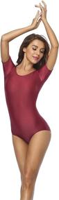 img 2 attached to 🩰 Speerise Women's Short Sleeve Dance Leotard - Stretchable Spandex for Optimal Performance