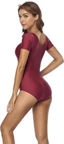 img 3 attached to 🩰 Speerise Women's Short Sleeve Dance Leotard - Stretchable Spandex for Optimal Performance