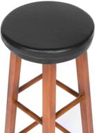 premium waterproof leather bar stool cushion - round foam padded seat cover with elastic and non slip bottom - 12 inch, black logo
