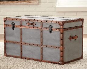 img 3 attached to 🖤 Dark Gray Amsel Industrial Storage Trunk or Coffee Table by Signature Design, Ashley