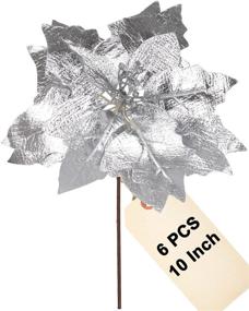 img 4 attached to Inch Poinsettia Flowers Christmas Tree Seasonal Decor for Tree Skirts