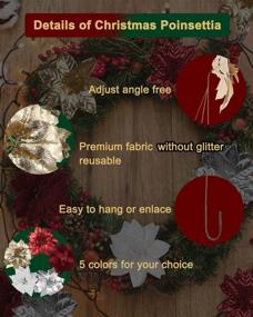 img 1 attached to Inch Poinsettia Flowers Christmas Tree Seasonal Decor for Tree Skirts