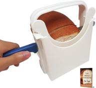 eon concepts bread slicer guide with rubber feet paddings and e-book – foldable adjustable loaf cutter machine for homemade bread, customizable to 5 thickness – bagel, sandwich, and toast slicer logo