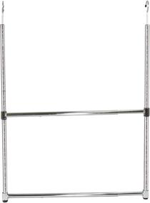 img 2 attached to 👗 Oceanstar 2-Tier Chrome Adjustable Rod Closet Hanger: Convenient Portable Storage Solution, 23 inch