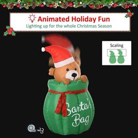 img 1 attached to 🎅 HOMCOM 4.5 ft. Christmas Inflatable Bear in Santa Claus Toy Bag, Outdoor Blow-Up Holiday Yard Decoration with LED Lights Display" - Revised: "HOMCOM 4.5 ft. Christmas Inflatable Bear Santa Toy Bag, Outdoor Blow-Up Yard Decoration with LED Lights Display