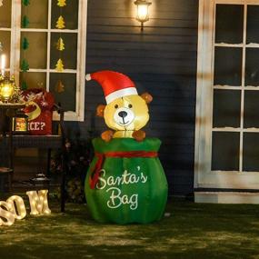 img 3 attached to 🎅 HOMCOM 4.5 ft. Christmas Inflatable Bear in Santa Claus Toy Bag, Outdoor Blow-Up Holiday Yard Decoration with LED Lights Display" - Revised: "HOMCOM 4.5 ft. Christmas Inflatable Bear Santa Toy Bag, Outdoor Blow-Up Yard Decoration with LED Lights Display